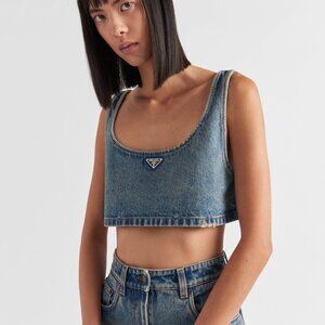 Prada Blue Denim Crop Top